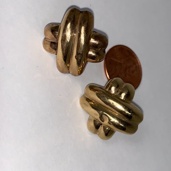 14 Kt Gold X Shaped Earrings - Picture 13 of 14